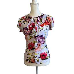 Liz Claiborne Career Floral Tie Front Top